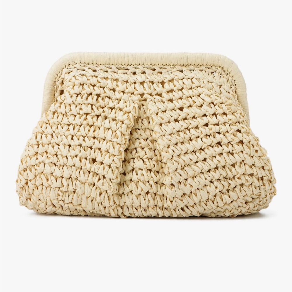 Elegant Cream Woven Clutch
